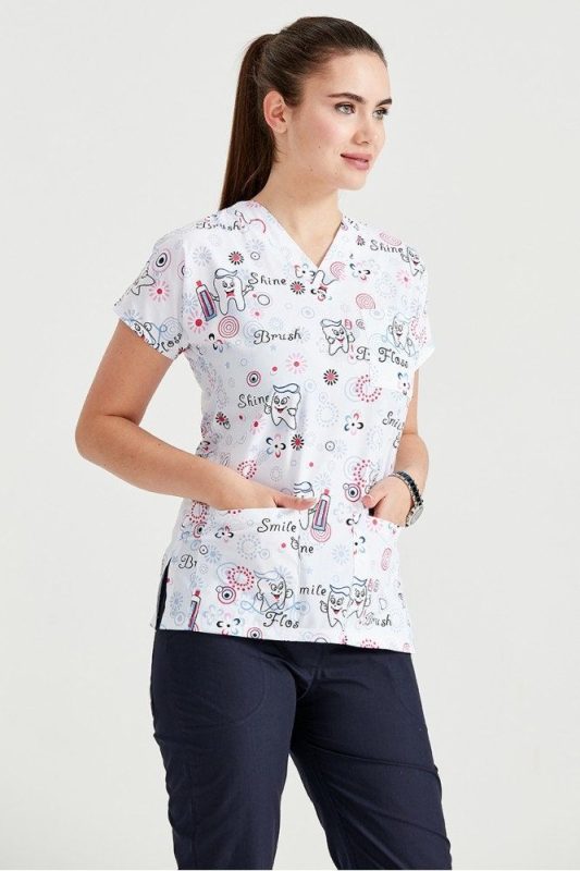 اسکراب پزشکی طرح دار دندان پزشکی