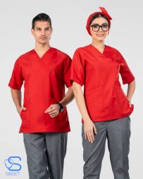 اسکراب شلوار پزشکی مدل آمتیست رنگ قرمز طوسی