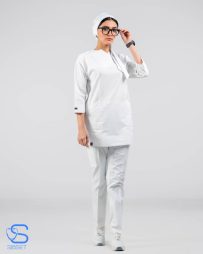 تونیک شلوار پزشکی مدل عقیق رنگ سفید