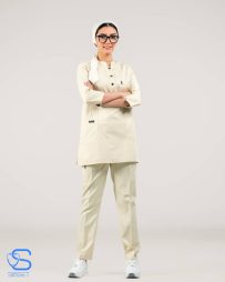 تونیک شلوار پزشکی مدل عقیق رنگ کرمی