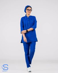 تونیک شلوار پزشکی مدل عقیق رنگ آبی کاربنی