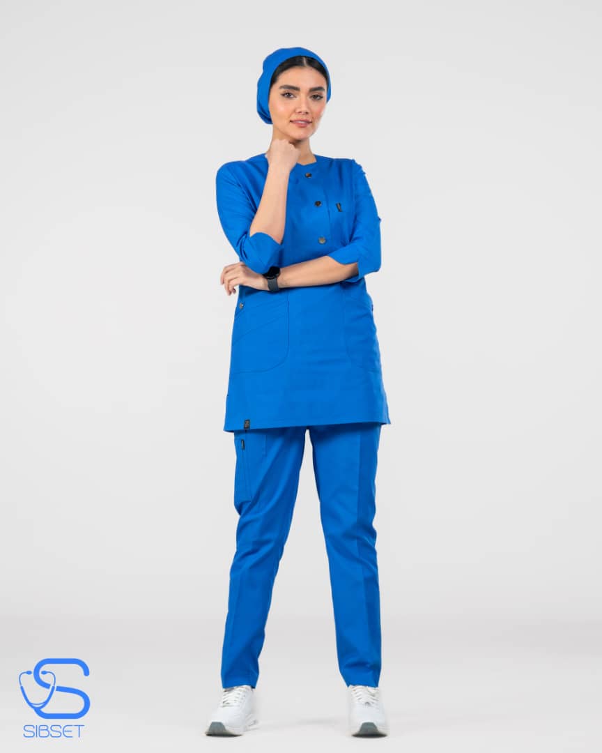 تونیک شلوار پزشکی مدل کهربا رنگ آبی