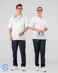 اسکراب شلوار پزشکی مدل آمتیست رنگ سفید مشکی